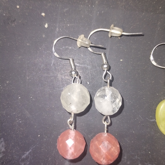 🦋🏵️🦋Set of 3 pairs of Handmade Earrings with Si Precious Stones and 925 SS - Picture 2 of 4